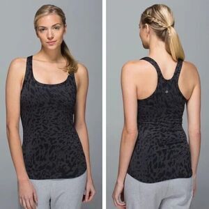 Lululemon Studio Racerback Tank Top Animal Swirl Deep Coal Black Gray‎ Size 6